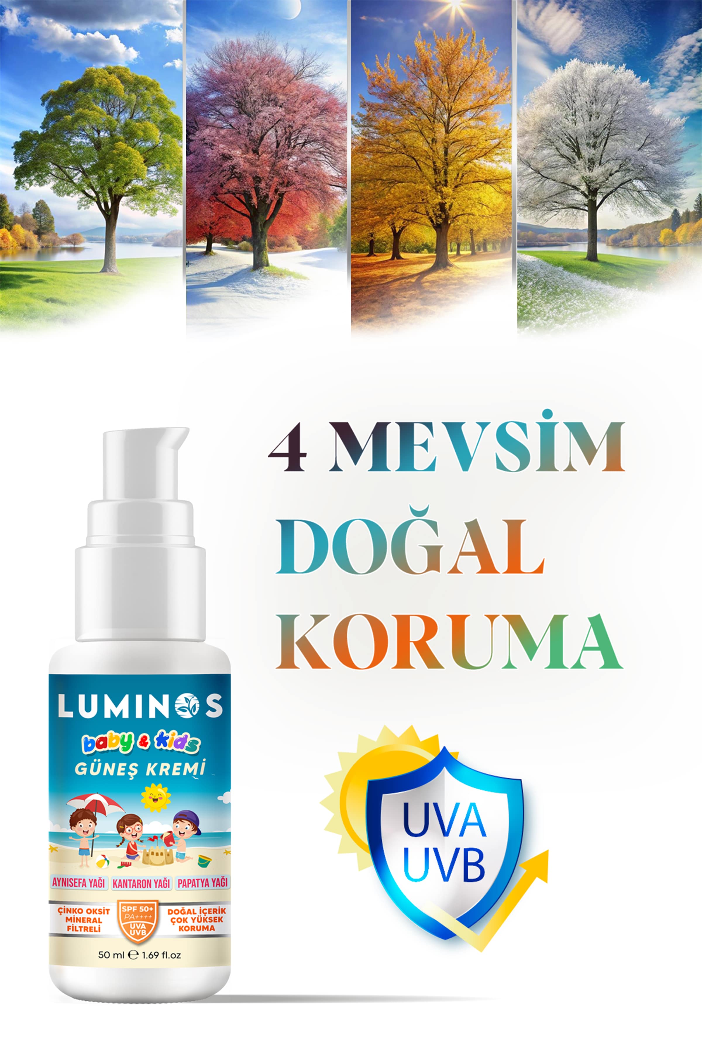 Luminos Bebeklere Ve Çocuklara Özel Doğal Formül Spf 50+ Güneş Kremi