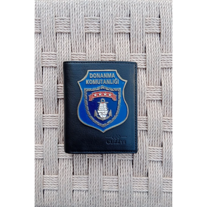 donanma komutanligi amblemli ozel tasarim hakiki deri rozetli cuzdan