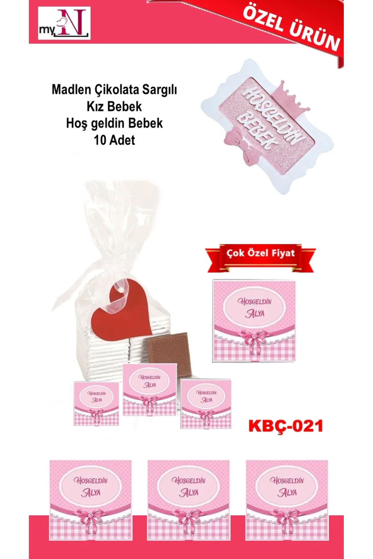 Madlen Çikolata Sargılı Kız Bebek Hoş geldin Bebek 10 Adet