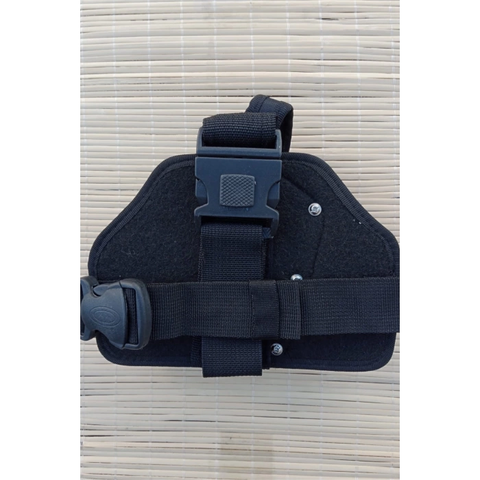 sag el siyah renkli tek baglantili sarjorluklu airsoft palaskaya kemere gecirmeli impertex bacak silah kilifi
