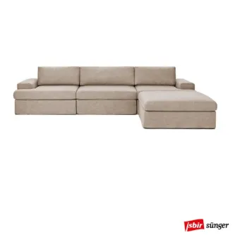 MOBİLYADEPOM  Mode Siesta Pro Kuş Tüyü Köşe Koltuk 4 Modül Kahverengi Keten Kumaş Işbir Sünger (DAİRENİZE TESLİM)