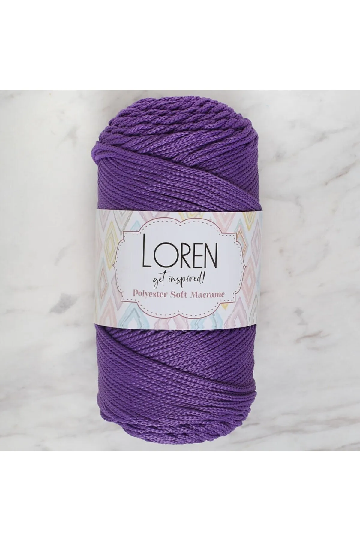 Loren Polyester Soft Macrame Koyu Mor El Örgü İpi - LM025 - 34434