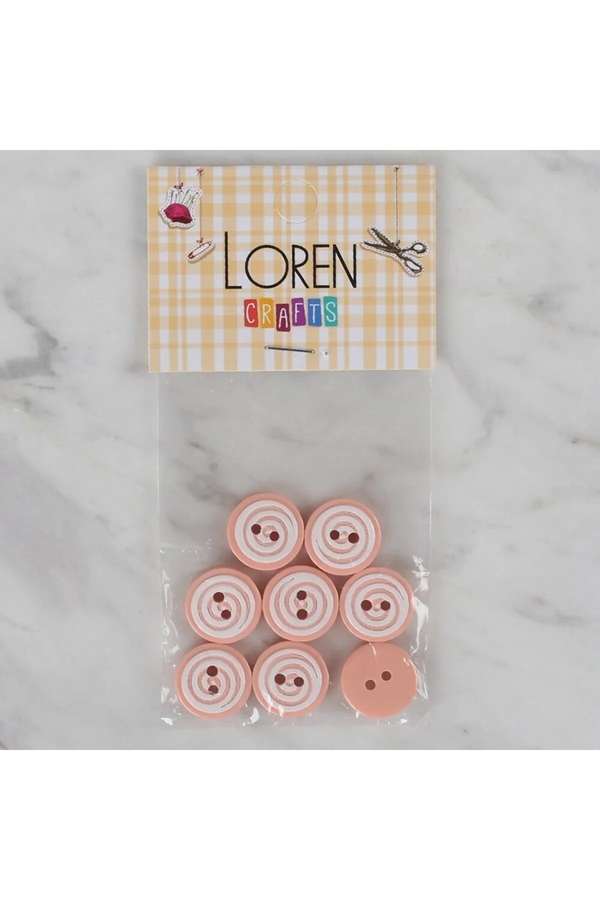 Loren Crafts yavruağzı 8 li yuvarlak düğme - 446