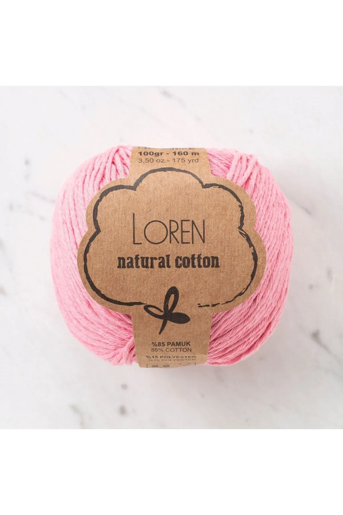 Loren Natural Cotton Pudra Pembesi El Örgü İpi - R100 - 33906
