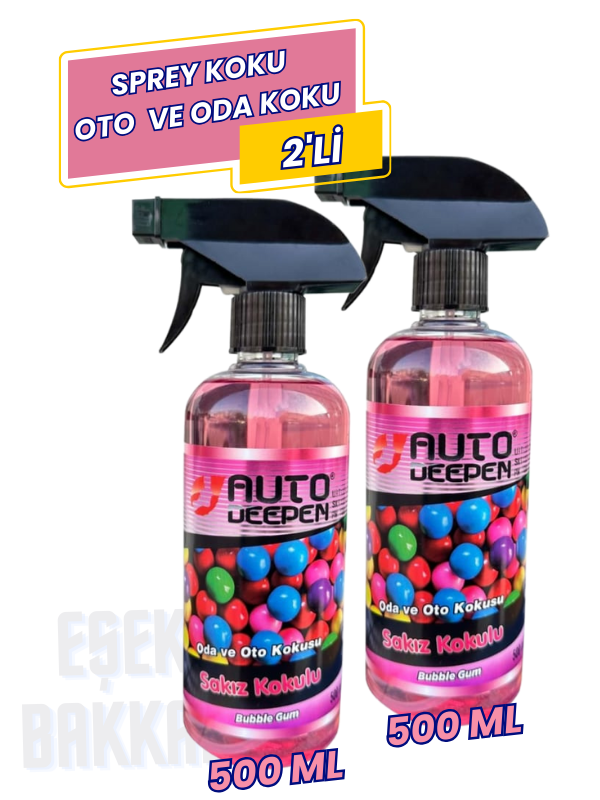 2'li Sakız Kokulu Sprey Oto Parfüm Ve Oda Parfümü Ortam Kokusu Araba Kokusu 2x500 ml