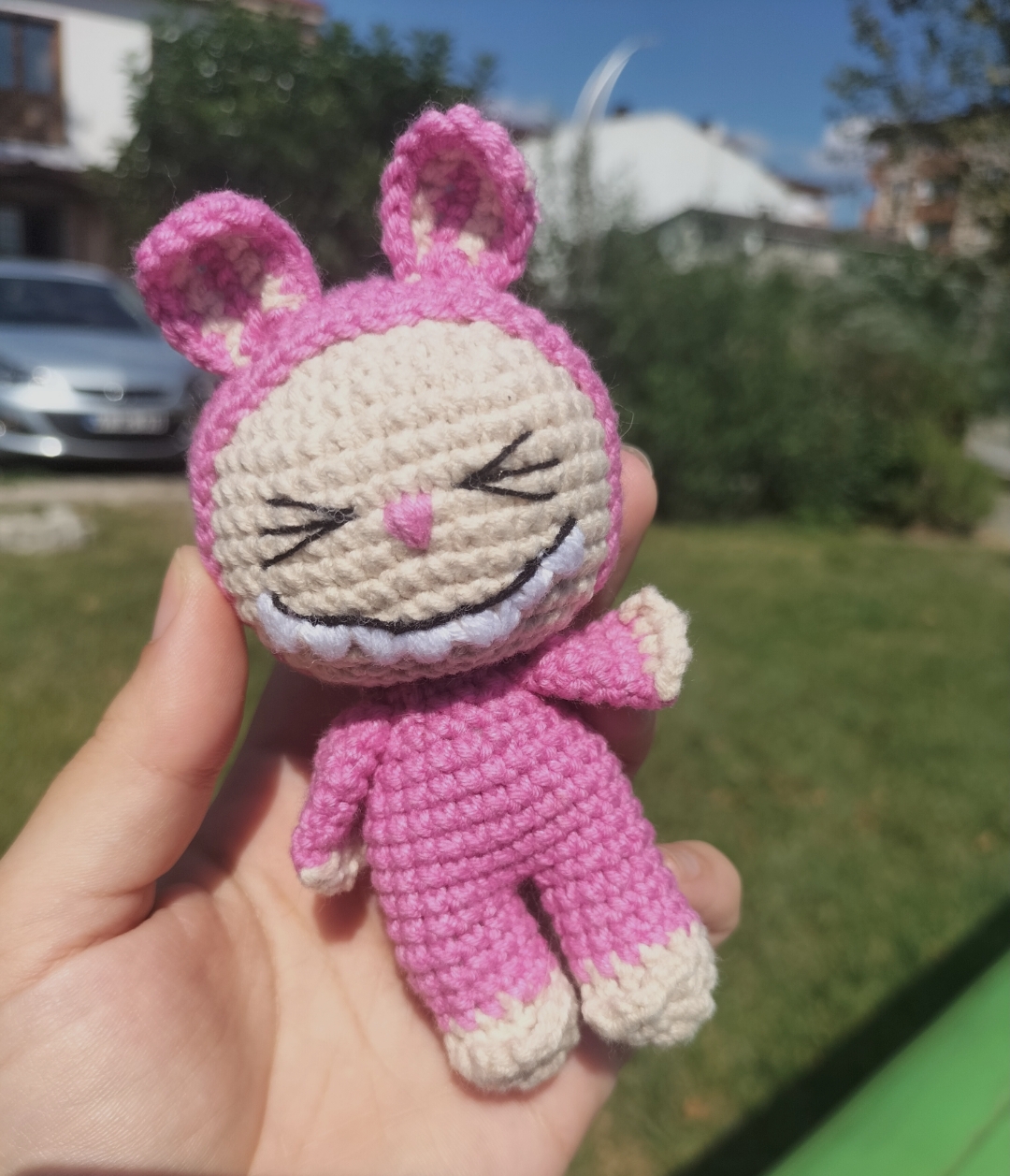 Amigurumi minik labubu oyuncak pembe