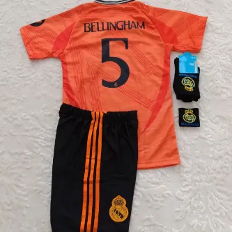 Pele Sport R.e.a.l M.a.d.r.i.d Kylian Belingham 2024/25 Sezon Deplasman Çocuk Forması 4'lü Set (ORANGE) 2640