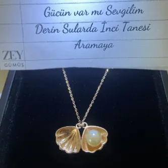 ZEY GÜMÜŞ İNCİ DENİZ KABUĞU KOLYE
