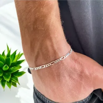 ZEY GÜMÜŞ 3 Mm Figaro Zincir Bileklik 925 Ayar Gümüş