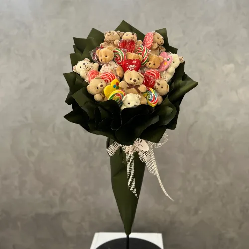Derin Flowers L Boy Peluş Ayı Buketi