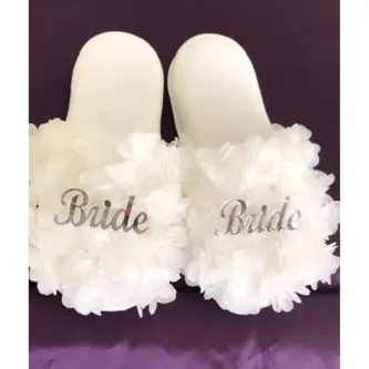 SavBrand Kadın Beyaz Bride Terlik , Bride Gelin Terliği