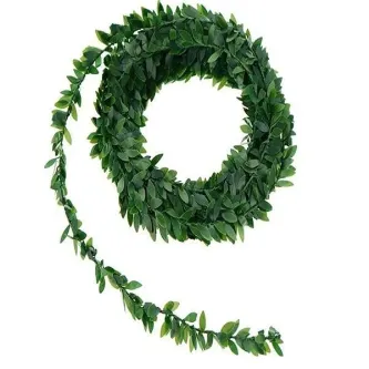 SavBrand 5 Metre Telli Taç Sarmaşık Şerit Yapay Çiçek Doğalgaz Borusu Süsü (Minik Yaprak 1 Cm )