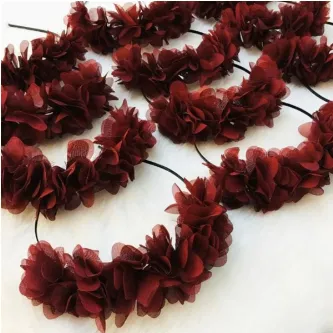 SavBrand 8li Bordo Çiçekli Nedime Tacı