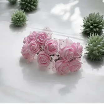 SavBrand Pembe Lateks Gül 144 Adet Yapay Çiçek Gül Beyaz