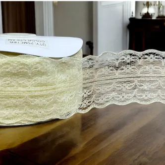 SavBrand Krem Renk Dantel Kurdele 4 Cm 2 Metre