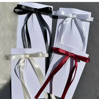 SavBrand 4 Adet Renkli Kadın Saten Kurdele Fiyonk Toka Klips