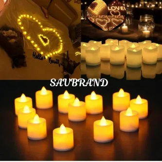 SavBrand Ledli Mum Tealight Işıklı Dumansız Alevli Sarı Pilli Led Mum 8 Adet Pil Dahil