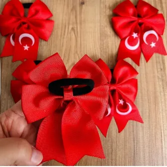 SavBrand Kırmızı Türk Bayrağı 23nisan,19mayıs,29ekim Bayram Lastikli Toka Seti
