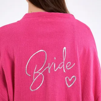 Befera Design Bride Nakışlı Müslin Kimono %100 Pamuklu Gelin Sabahlığı Bornoz Kaftan Sabahlık
