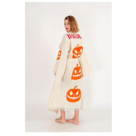 Befera Design Halloween Müslin Kimono %100 Pamuklu Bornoz Kaftan Sabahlık