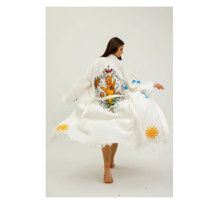 Befera Design Müslin Kimono %100 Pamuklu Ayın Evreleri Baskılı Desenli Bornoz Kaftan Sabahlık