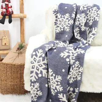 Befera Design 4 Kat Müslin Pike Tek Kişilik %100 Pamuklu Jakarlı Yatak Örtüsü Tv Battaniyesi 140x200 Kar Tanesi