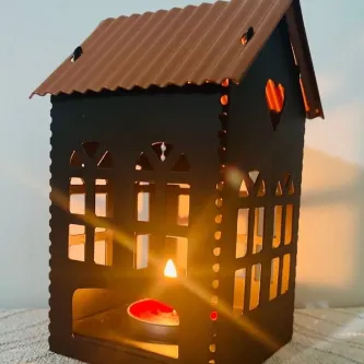 MYK HEDİYE VE SANAT ATÖLYESİ Fener Mumluk Ev Model Lüx