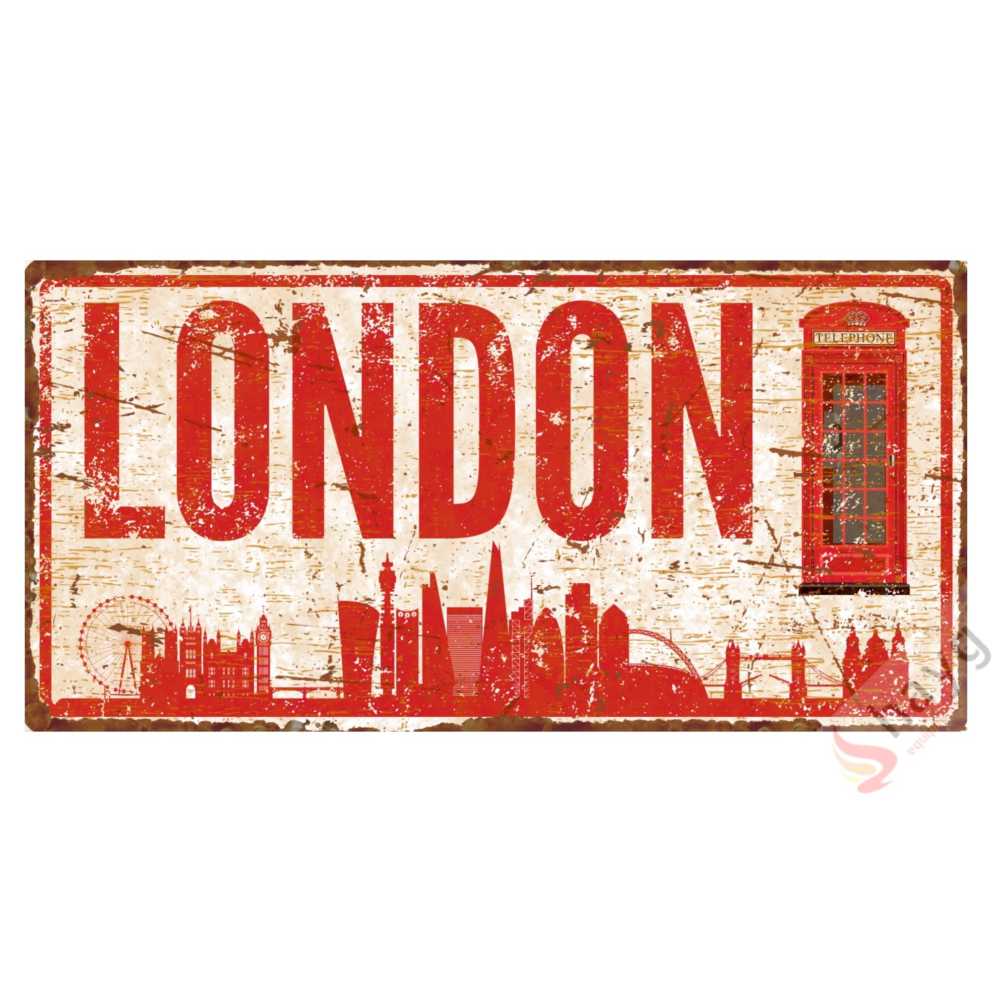 Dekoratif Uv Baskılı Eskitmeli Alüminyum Şehir Tabelası - Londra - 15cm X 30cm görsel 3