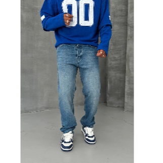 ORAY STORE Taşlama Mavi Baggy Pantolon