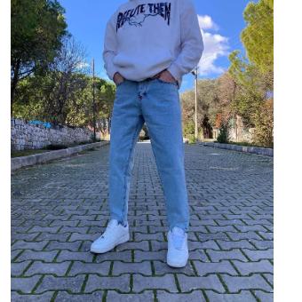 ORAY STORE Yıkamalı Mavi Boyfriend Pantolon
