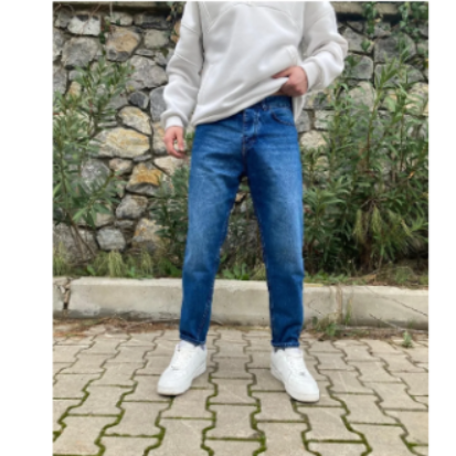 ORAY STORE Koyu Mavi Efektli Boyfriend Pantolon