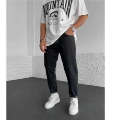 ORAY STORE Taşlama Siyah Boyfriend Pantolon