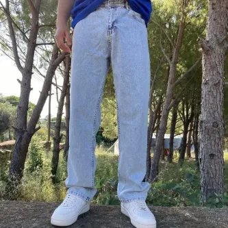 ORAY STORE Yıkamalı Buz Mavi Baggy Pantolon