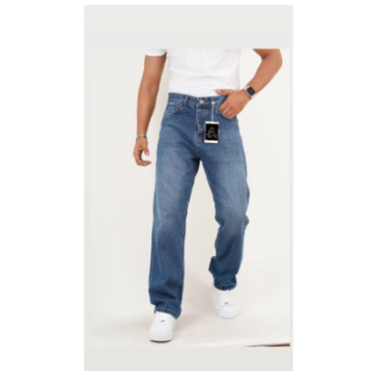 ORAY STORE Koyu Mavi Taşlamalı Baggy Pantolon