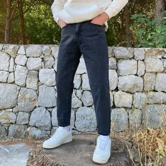 ORAY STORE Yıkamalı Siyah Boyfriend Pantolon