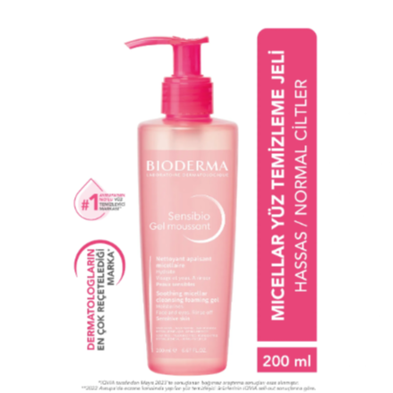 DERMOKDEM Bioderma Sensibio Foaming Gel Hassas ve Normal Ciltler Durulanan Micellar Yüz Temizleme Jeli 200 ml