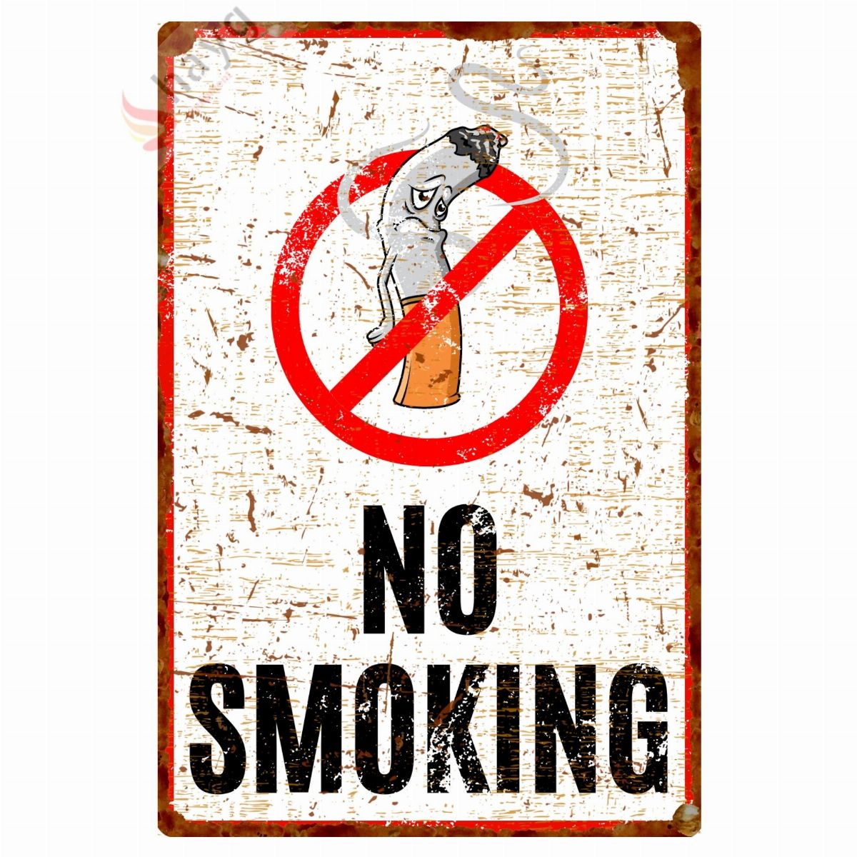 Hasta Karikatürlü No Smoking, Pas Görünümlü Sigara Içmek Yasaktır Metal Tabela 15cm x 22,5cm görsel 3