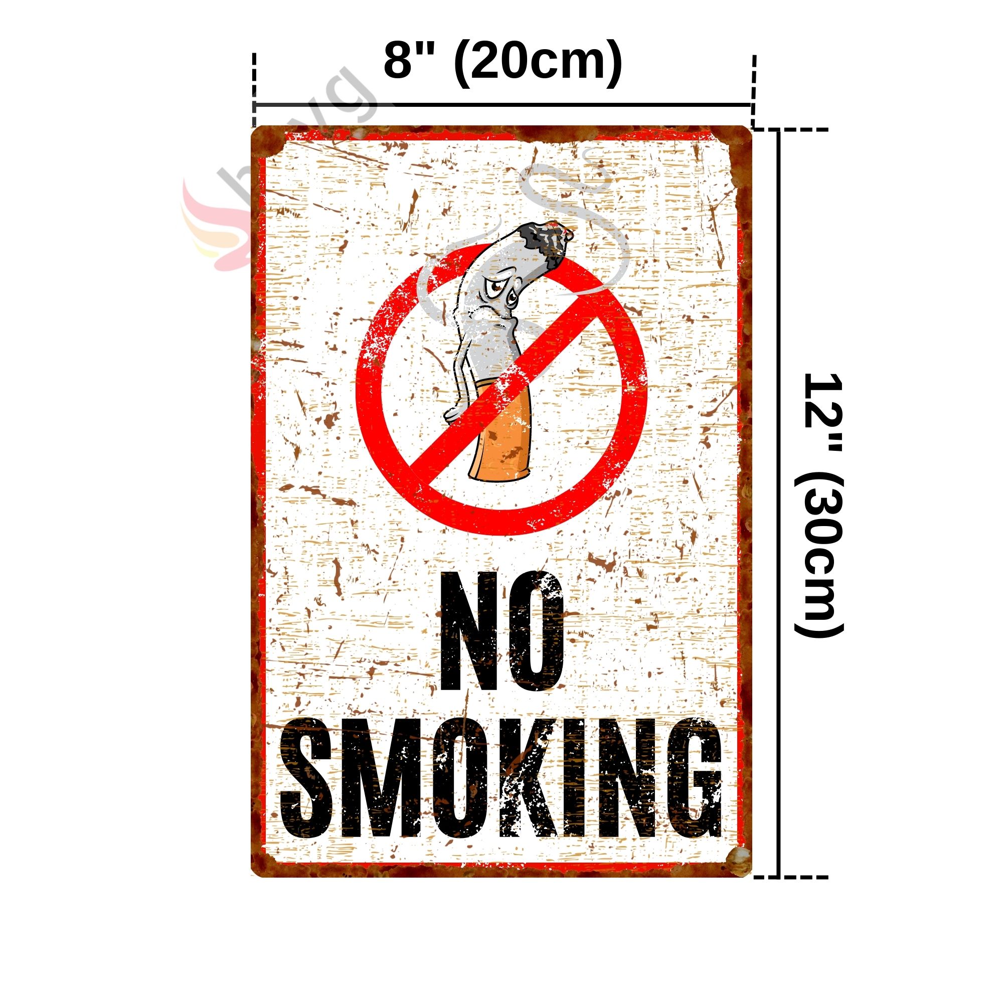Hasta Karikatürlü No Smoking, Pas Görünümlü Sigara Içmek Yasaktır Metal Tabela 20cm x 30cm görsel 4