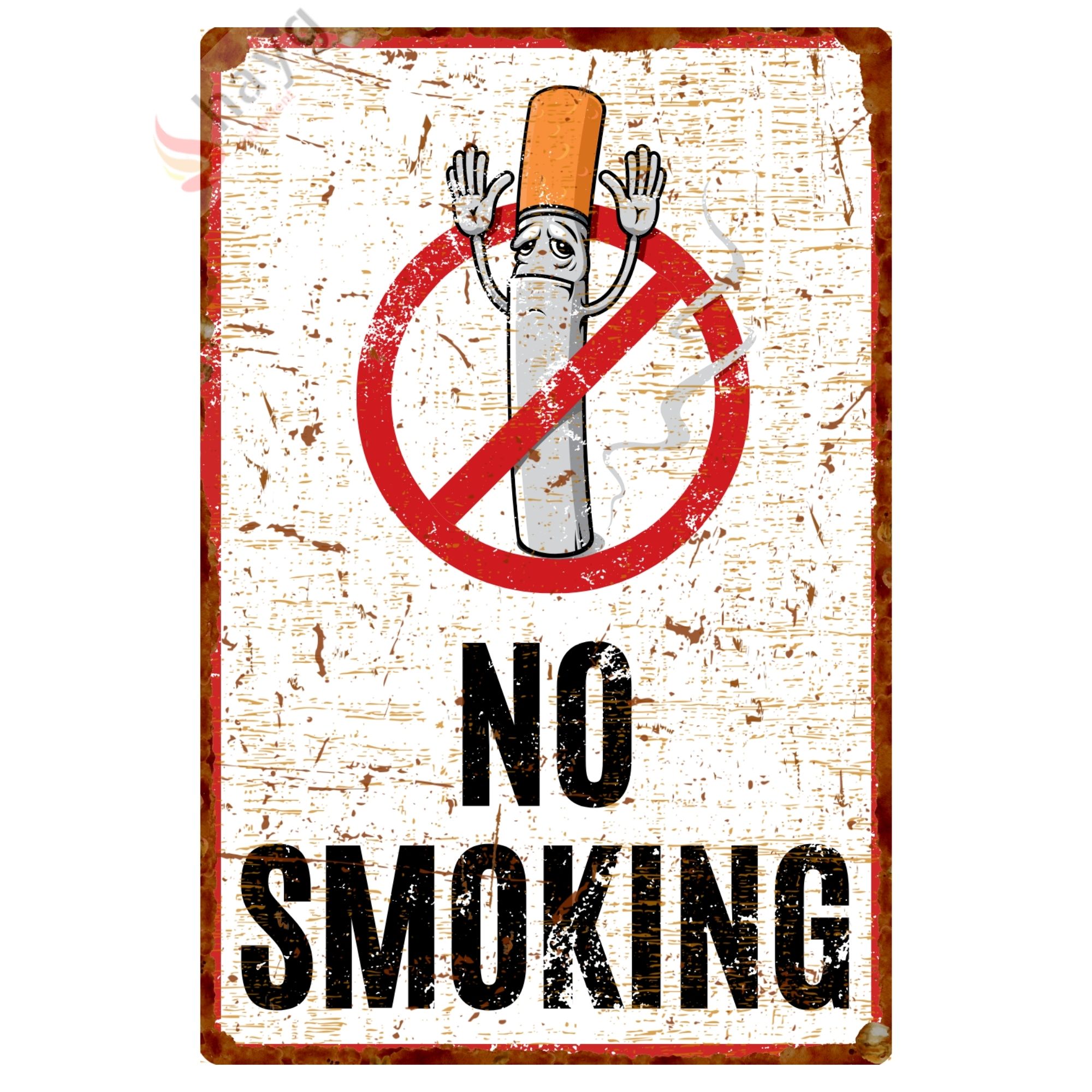 Eller Yukarı No Smoking, Pas Görünümlü Sigara Içmek Yasaktır Metal Uyarı Levhası - 15cm X 22,5cm görsel 3