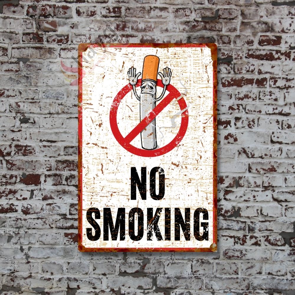Eller Yukarı No Smoking, Pas Görünümlü Sigara Içmek Yasaktır Metal Uyarı Levhası - 15cm X 22,5cm görsel 5