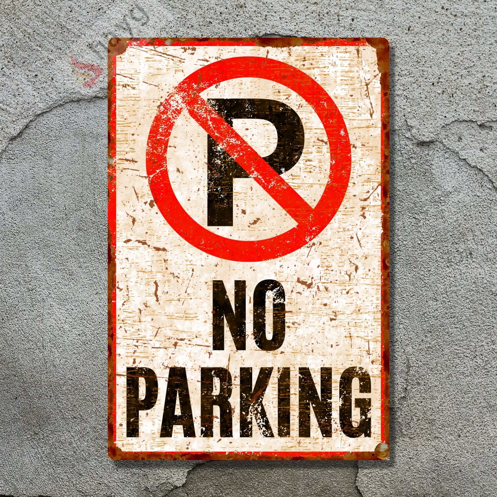 No Parking Pas Görünümlü Metal Uyarı Levhası - Park Etmek Yasaktır Vintage Tabela - 15cm X 22,5cm görsel 5