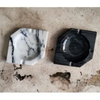 Pergamon Ikili Set Üçgen Model Koyu Gri Ve Leylak Mermer Küllük