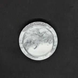 Pergamon Mermer Yuvarlak Kül Tablası Gerçek Mermer Leylak Mermeri
