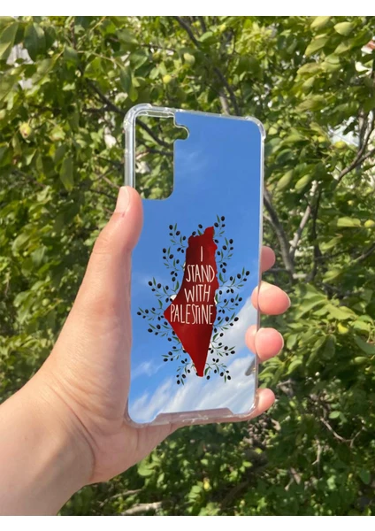 Exporanto Samsung S21 Plus Uyumlu Aynalı Filistin Desenli Darbe Kamera Korumalı Silikon Telefon Kılıfı görsel 2