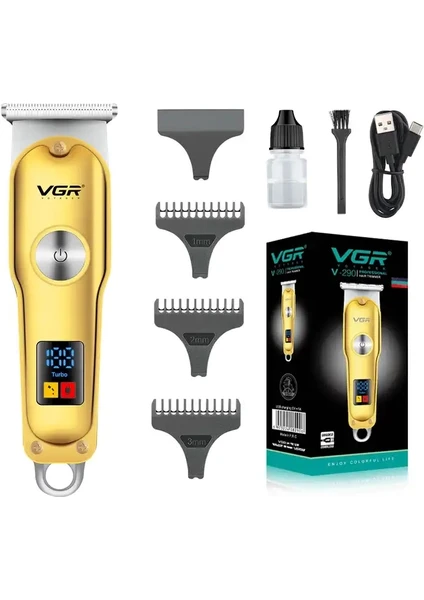 Exporanto Vgr V-290 Altın T Bıçak Sıfır Kesim LCD Ekran Şarjlı Tıraş Makinesi görsel 2