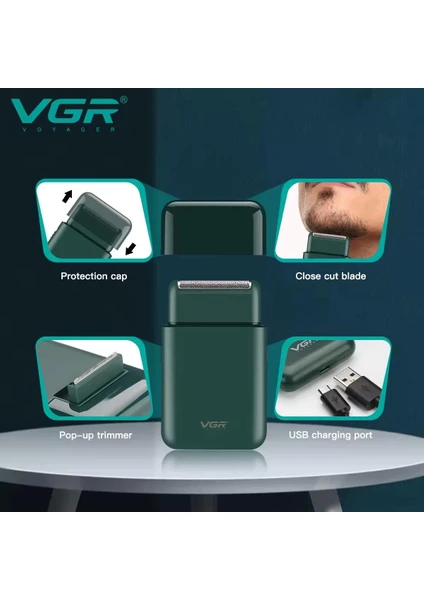 Exporanto V-390 Sakal-Vücut Sıfır Sakal Yanak Şarjlı Islak ve Kuru Tıraş Makinesi görsel 3
