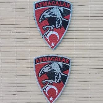 İzmir Askeri Malzeme 2 Adet Atmacalar Yazılı Kartal ve Ayyıldız Bayraklı Logolu Nakış işlemeli Arma Peç Patch