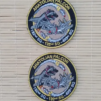İzmir Askeri Malzeme 2 Adet Anatolian Falcon 192. SQ - 132. SQ - 493. SQ Yazılı Nakış işlemeli Arma Peç Patch