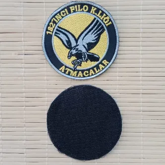 İzmir Askeri Malzeme 182. Filo Komutanlığı Atmacalar Yazılı Kartal Logolu Nakış işlemeli Arma Patch Peç