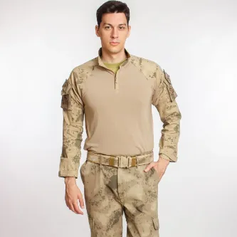 İzmir Askeri Malzeme Jandarma Çöl Kamuflaj Renkli Uzun Kollu Combat T-shirt Pantolon Takım